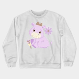 Super Cute Purple Baby Pig Crewneck Sweatshirt